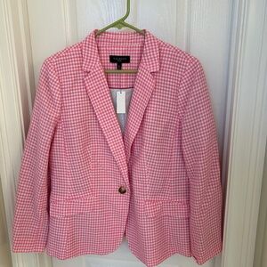 Talbots Pink and White Check Blazer, Size 16P, NWT